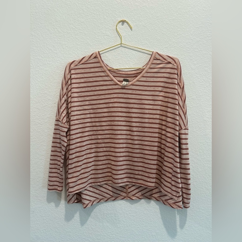 Free People We The Free Striped V-Neck Dolman sleeve oversized Top